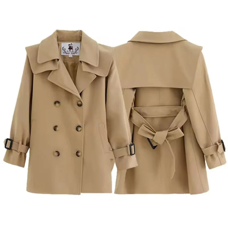 Girls Windbreaker Coat Spring Autumn Kids Windproof Jackets Children Mid-Length Trench Outerwear Teenagers Overcoat 4-14 Years