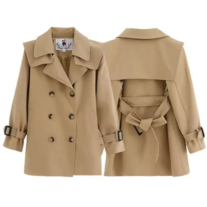 Girls Windbreaker Coat Spring Autumn Kids Windproof Jackets Children Mid-Length Trench Outerwear Teenagers Overcoat 4-14 Years
