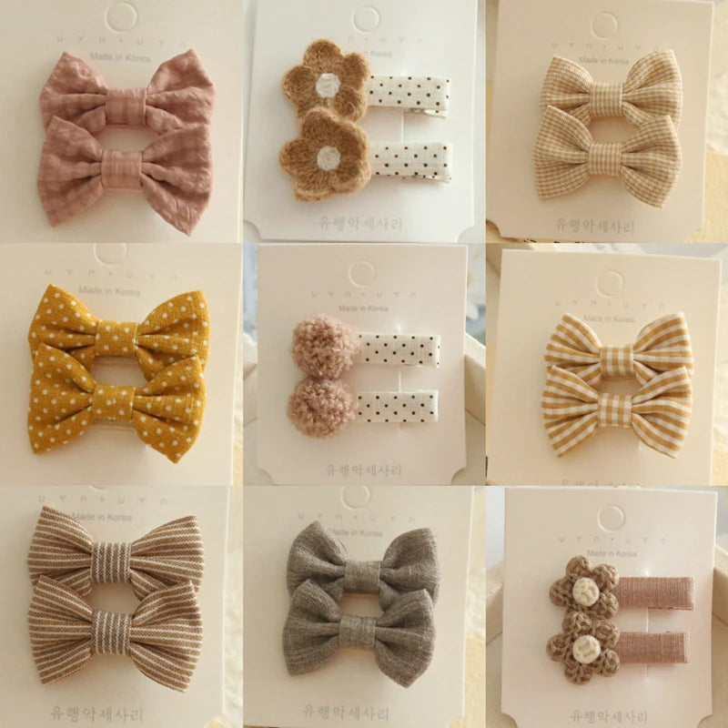 Children's Hair Clips, Handmade Headwear, Baby Hair Accessories, Full coverage fabric hair Clip Bows for Girls