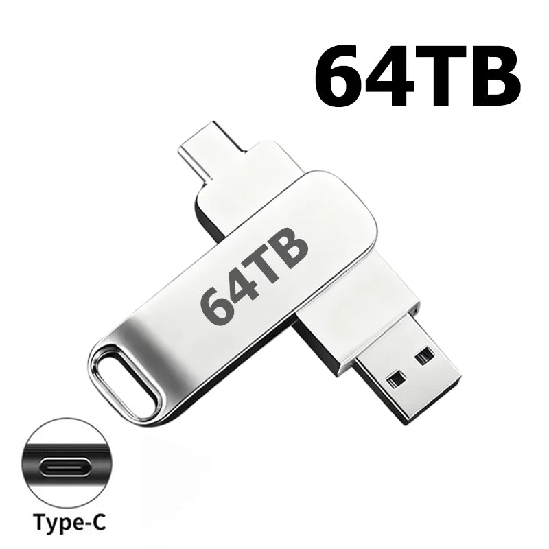 16TB USB 3.3 Flash Drive Metal High-Speed Pen Drive 8TB 4TB Waterproof Type-C USB Pen Drive For Computer Storage Devices