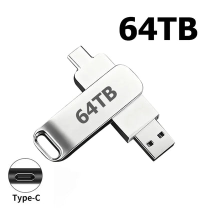 16TB USB 3.3 Flash Drive Metal High-Speed Pen Drive 8TB 4TB Waterproof Type-C USB Pen Drive For Computer Storage Devices
