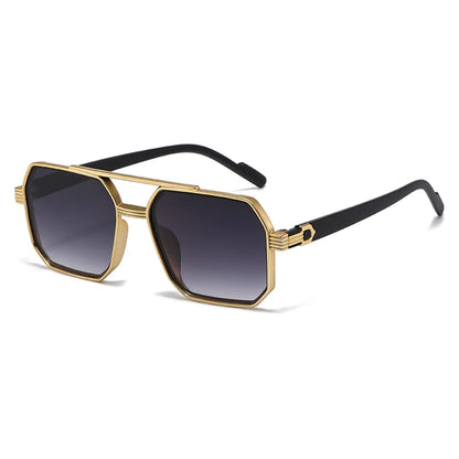 Car Sun Glasses New Fashion Double Beam Polygonal Sunglasses Retro Personalized Trendy Large Frame Eyewear European and American