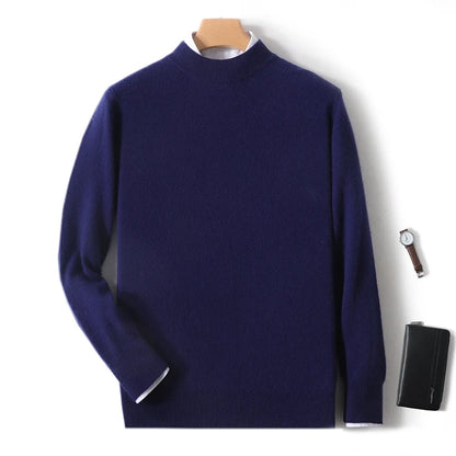 Autumn And Winter New 100% Pure Wool Men's Round Neck Thick Sweater Loose Knit Bottoming Shirt Cashmere Top