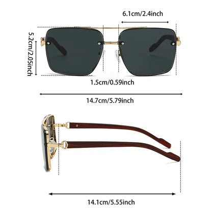 Fashion Retro Square Metal Shades Women's Original Brand Design Driving Sunglasses New Double Bridge Pilot Sun Glasses