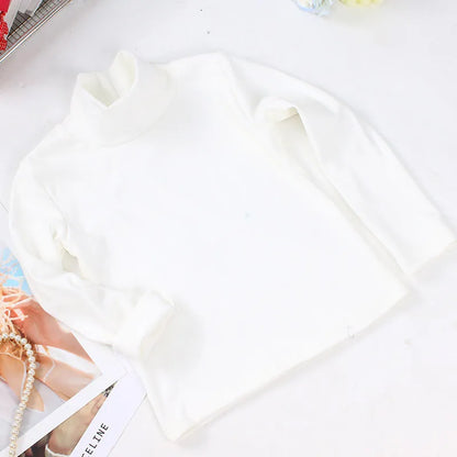 Autumn Winter Children's Soft Long Sleeve Basic Shirts Baby Kids Clothes New Girls Top Tees Boys Turtleneck T-shirt