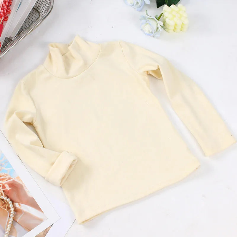 Autumn Winter Children's Soft Long Sleeve Basic Shirts Baby Kids Clothes New Girls Top Tees Boys Turtleneck T-shirt