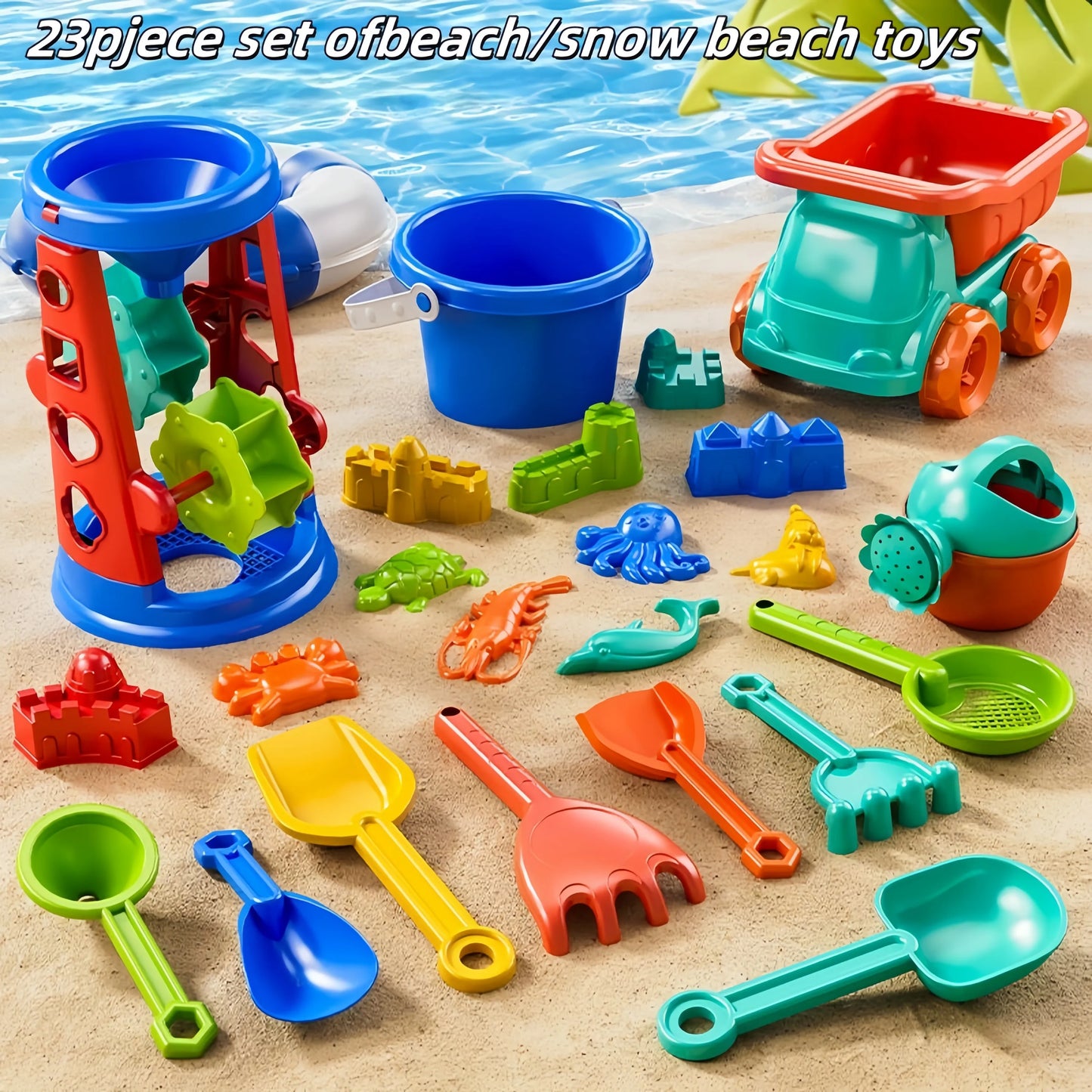Children's beach toy set for boys and girls to play with sand, snow, water, outdoor gardening, digging soil, digging beach bucke