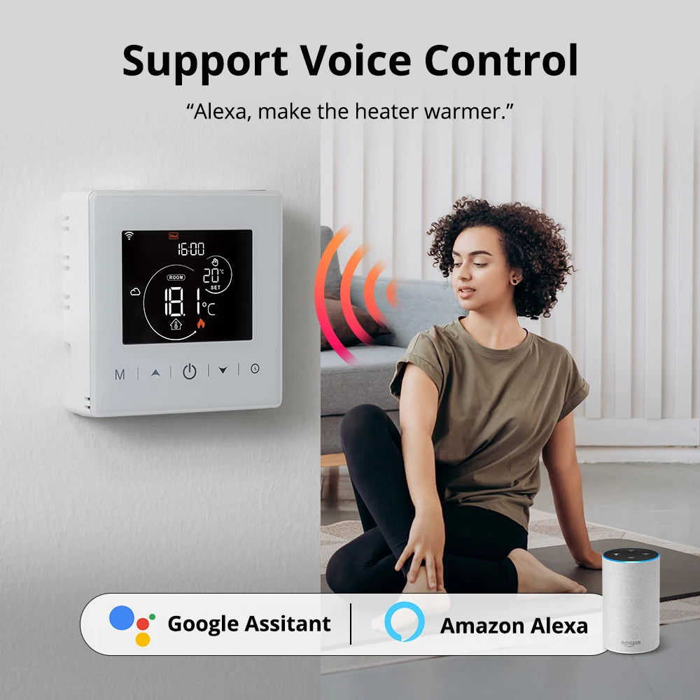 Beok Smart Home Tuya WIFI Thermostat Battery-powered Thermoregulator for Gas Boiler Smart Life Work with Alexa Google Home