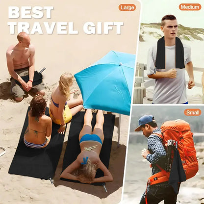 Soft Solid Color Microfiber Towels Quick-Drying Fitness Swimming Pool Lightweight Travel Outdoor Sports Towel Sets