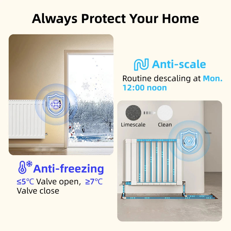 1-5PCS Tuya WiFi/Zigbee Thermostatic Radiator Valve Smart TRV Thermostat Temperature Controller Works With Alexa & Google Home