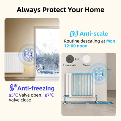 1-5PCS Tuya WiFi/Zigbee Thermostatic Radiator Valve Smart TRV Thermostat Temperature Controller Works With Alexa & Google Home