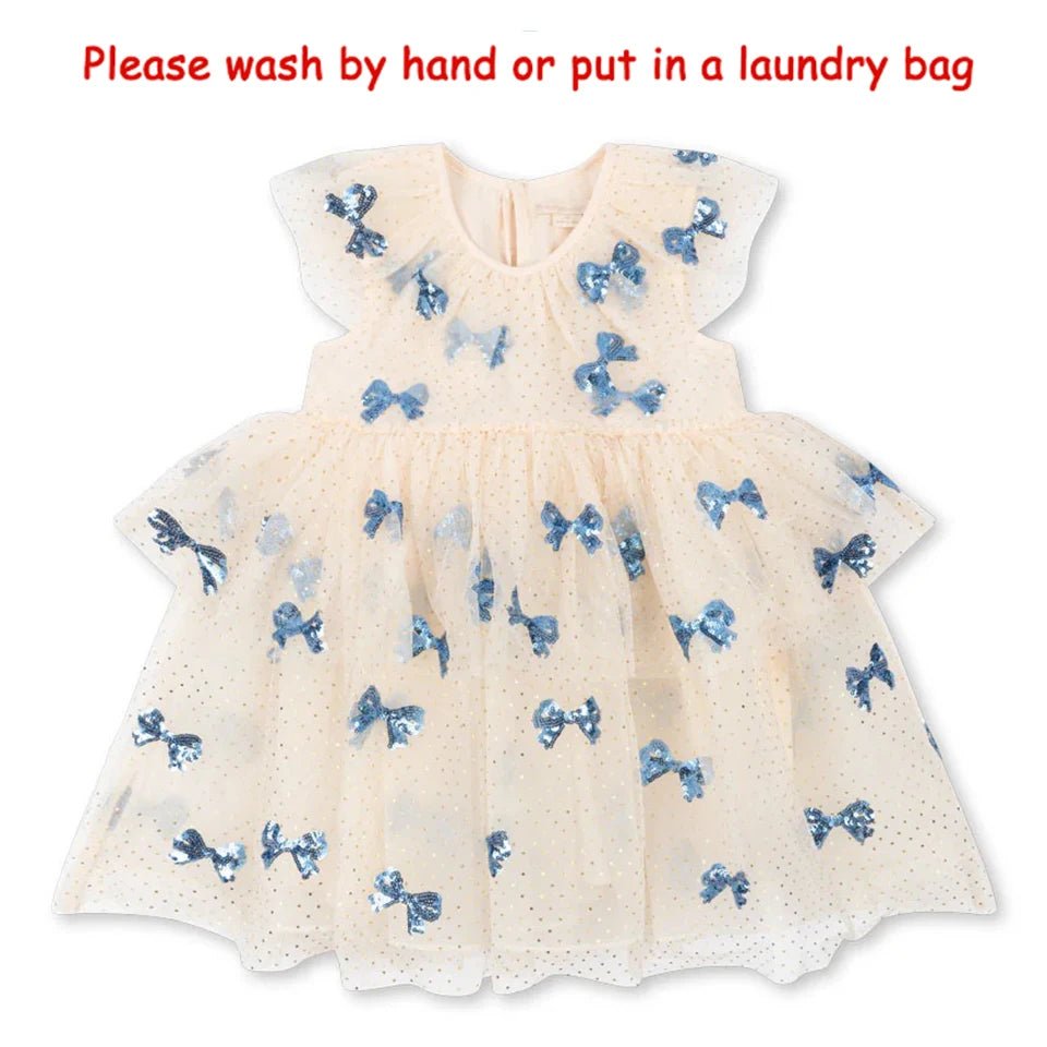 2024 Christmas KS Girls Princess Mesh Dress Kids Pretty Sequin Dresses Baby Cute Skirt Carnival Party Children Voile Dress Gifts