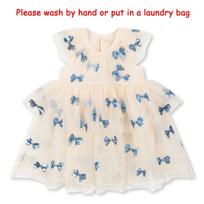 2024 Christmas KS Girls Princess Mesh Dress Kids Pretty Sequin Dresses Baby Cute Skirt Carnival Party Children Voile Dress Gifts