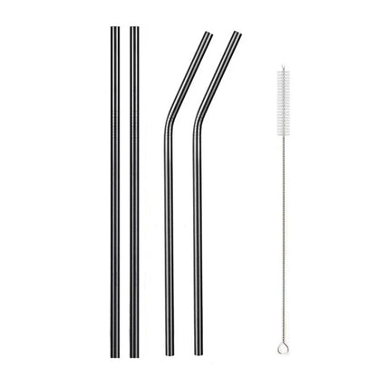Reusable Metal Drinking Straight Bent Straws Portable Stainless Steel Travel Straw with Cleaning Brush 40oz Watercup Accessories
