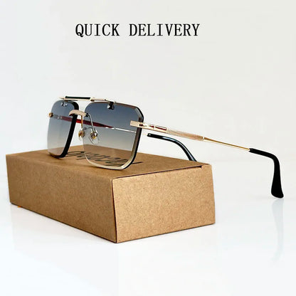Rimless Sunglasses For Men Fashion Glasses Luxury Square Designer Sunglasses Women Trendy And Fashionable Lentes De Sol Mujer