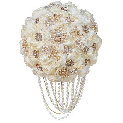 Kyunovia Customized Best Quality Ivory Brooch Bouquet Wedding Bouquet de mariage Wedding Bouquets Pearl Flowers buque de noiva
