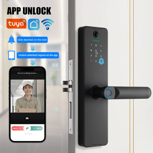 Tuya Wifi Fingerprint Smart Door Lock Digital Electronic Lock Remote Unlock Keyless Security Anti-theft Smart Home Hotel Office