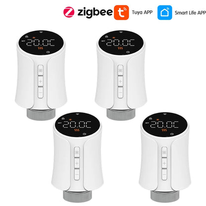 1-5PCS Tuya WiFi/Zigbee Thermostatic Radiator Valve Smart TRV Thermostat Temperature Controller Works With Alexa & Google Home