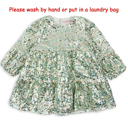 2024 Christmas KS Girls Princess Mesh Dress Kids Pretty Sequin Dresses Baby Cute Skirt Carnival Party Children Voile Dress Gifts