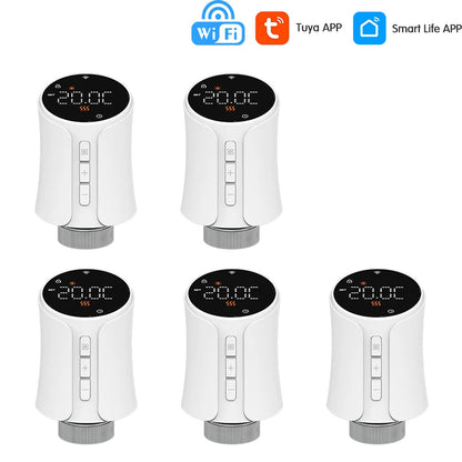 1-5PCS Tuya WiFi/Zigbee Thermostatic Radiator Valve Smart TRV Thermostat Temperature Controller Works With Alexa & Google Home