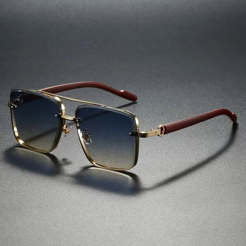 Fashion Retro Square Metal Shades Men or Women's Original Brand Design Driving Sunglasses New Double Bridge Pilot Sun Glasses