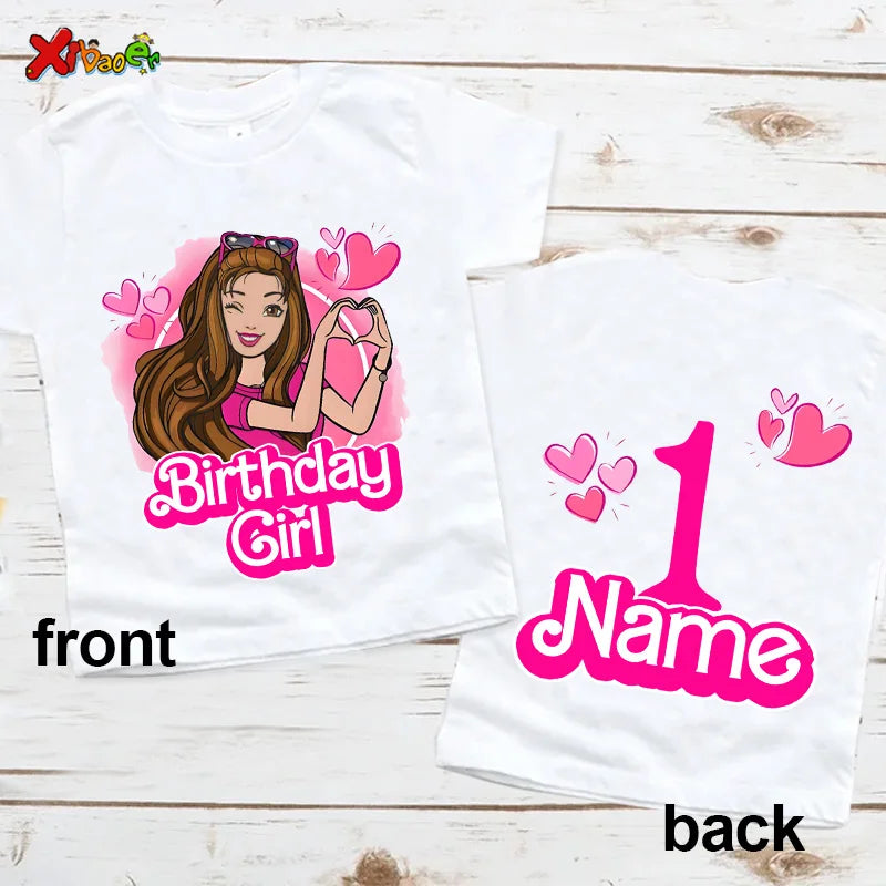 6th Birthday Girl Shirt Matching Outfits T Shirts Party Kids Shirts Dolls Girls Clothes Shirts 7th Birthday Custom Name T Shirt
