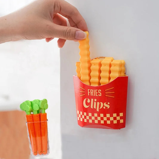 5/12PCS French Fry Shaped Sealing Clip - For Snack Sealing, Food Clips, Plastic Bag Seasoning Sealing StripsWall mounted