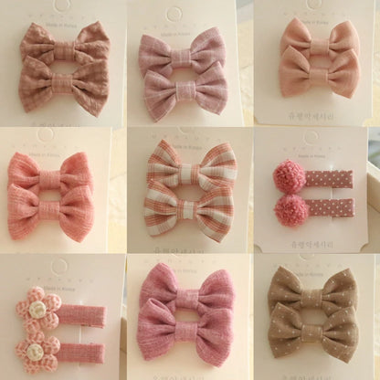 Children's Hair Clips, Handmade Headwear, Baby Hair Accessories, Full coverage fabric hair Clip Bows for Girls