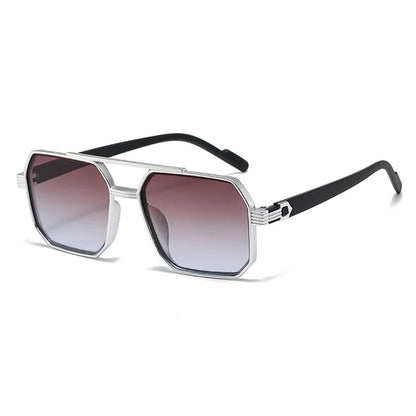 Car Sun Glasses New Fashion Double Beam Polygonal Sunglasses Retro Personalized Trendy Large Frame Eyewear European and American