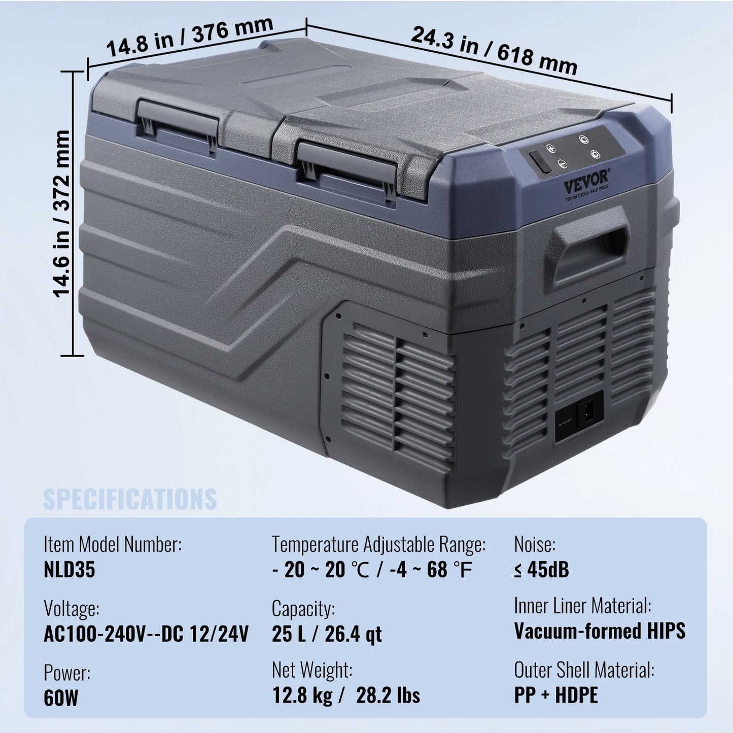 Succebuy Car Refrigerator Dual Zone Portable Freezer Car Refrigerator Fridge Adjustable Range 12/24V DC and A Compressor Freezer
