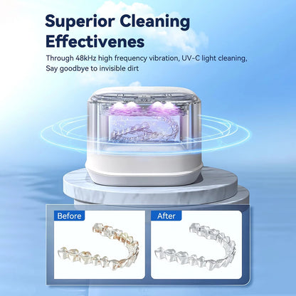 KUNPHY Ultrasonic Cleaner Ultrasound Jewelry Cleaner UV Light Sterilization for Dentures Retainer Washing Machine Cleansing Bath