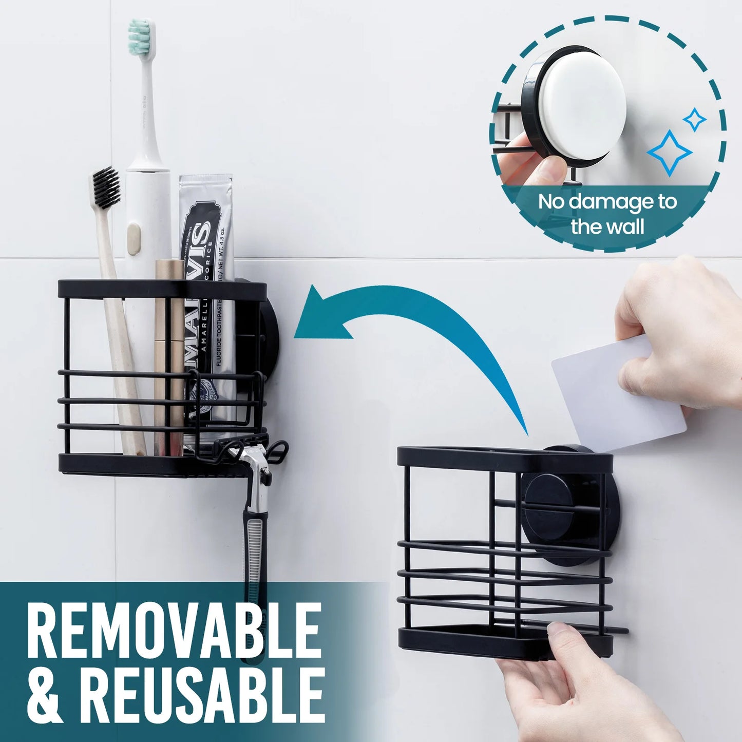 TAILI Suction Cup Toothbrush Holder, Wall-mounted Storage Holders, Punch-free Storage Box Brush Teeth Bathroom Accessories