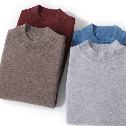 Autumn And Winter New 100% Pure Wool Men's Round Neck Thick Sweater Loose Knit Bottoming Shirt Cashmere Top