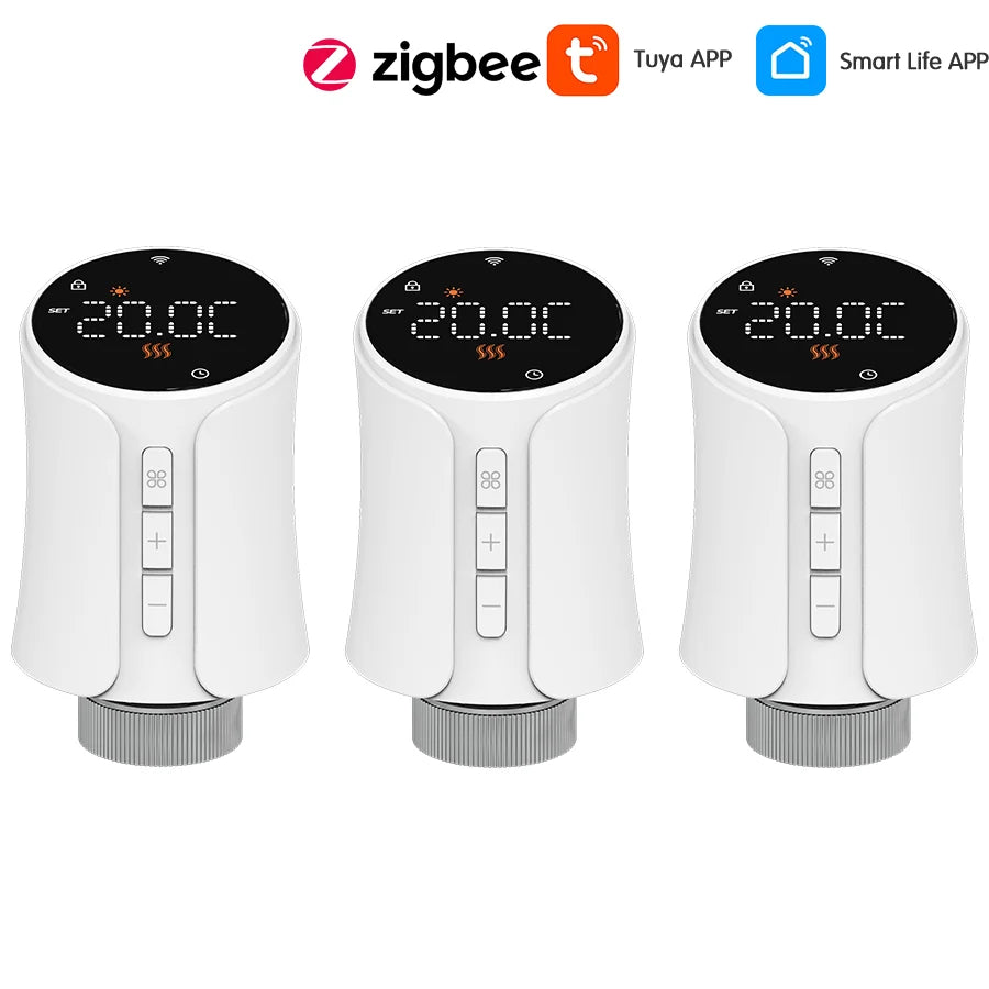 1-5PCS Tuya WiFi/Zigbee Thermostatic Radiator Valve Smart TRV Thermostat Temperature Controller Works With Alexa & Google Home
