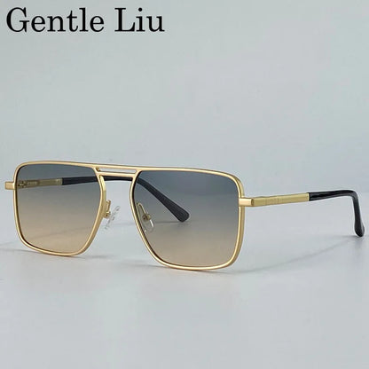 Oversized Square Punk Sunglasses Men 2026 Luxury Brand Retro Double Beam Sun Glasses For Male Steampunk Driving Eyewear UV400