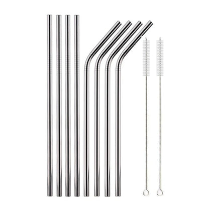 Reusable Metal Drinking Straight Bent Straws Portable Stainless Steel Travel Straw with Cleaning Brush 40oz Watercup Accessories