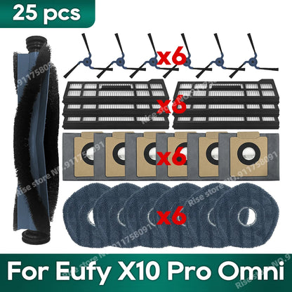 Accessories fit for Eufy X10 Pro Omni Robot Vacuum Dust Bag Hepa Filter Roller Side Brush Mop Cloth