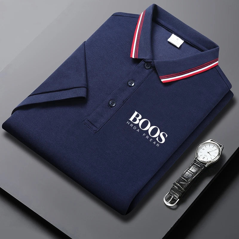 Embroidered New Men's High-quality Summer Short Sleeved Polo Shirt, Golf Top, Trendy, Fashionable and Casual