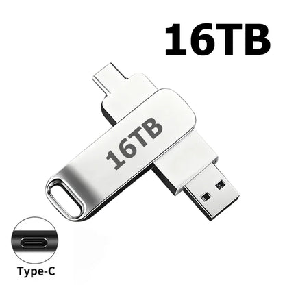 16TB USB 3.3 Flash Drive Metal High-Speed Pen Drive 8TB 4TB Waterproof Type-C USB Pen Drive For Computer Storage Devices
