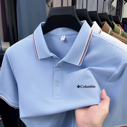 Summer men's new lapel short sleeved polo shirt high-end design brand letter printed casual comfortable T-shirt top