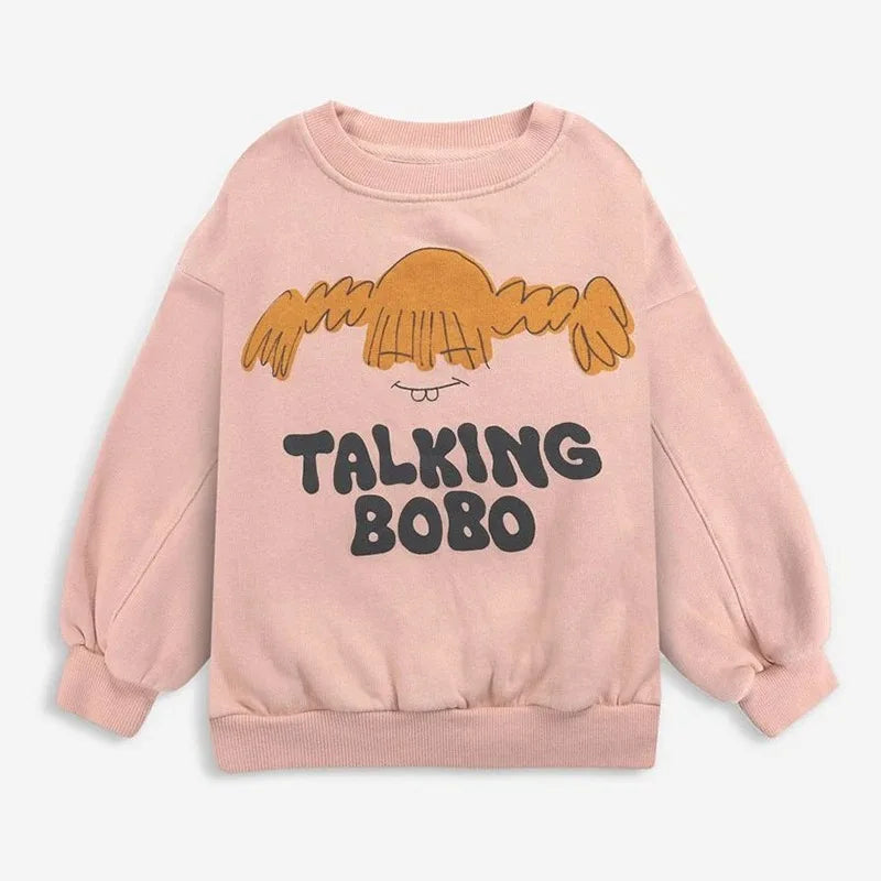 Korean INS 2024 Children's Autumn Winter Long Sleeve O-Neck Sweatshirt Cute Tops for Girls And Boys Baby Sweaters Kids Clothing