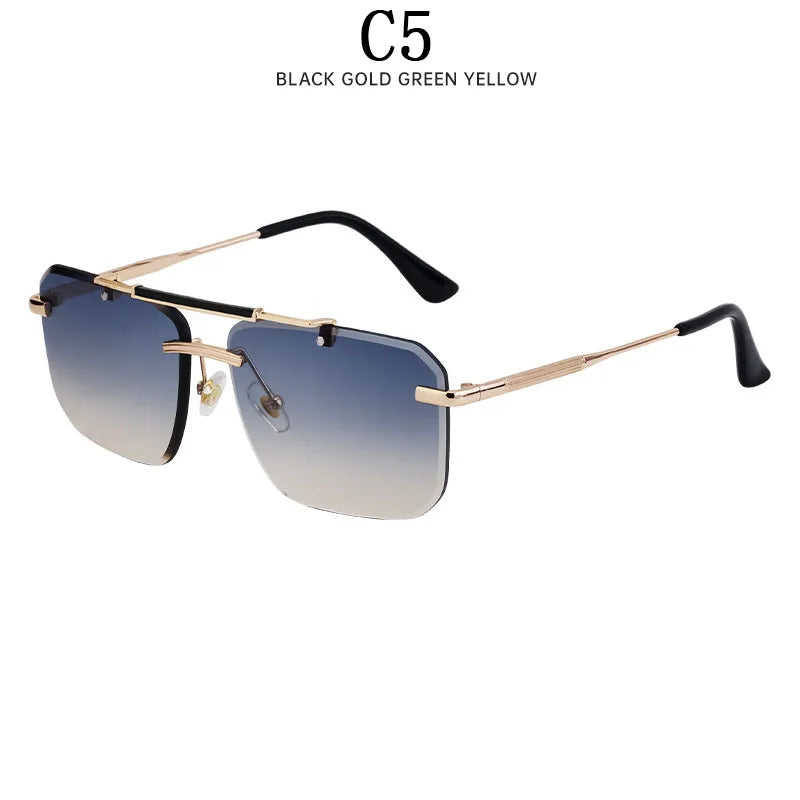 Rimless Sunglasses For Men Fashion Glasses Luxury Square Designer Sunglasses Women Trendy And Fashionable Lentes De Sol Mujer