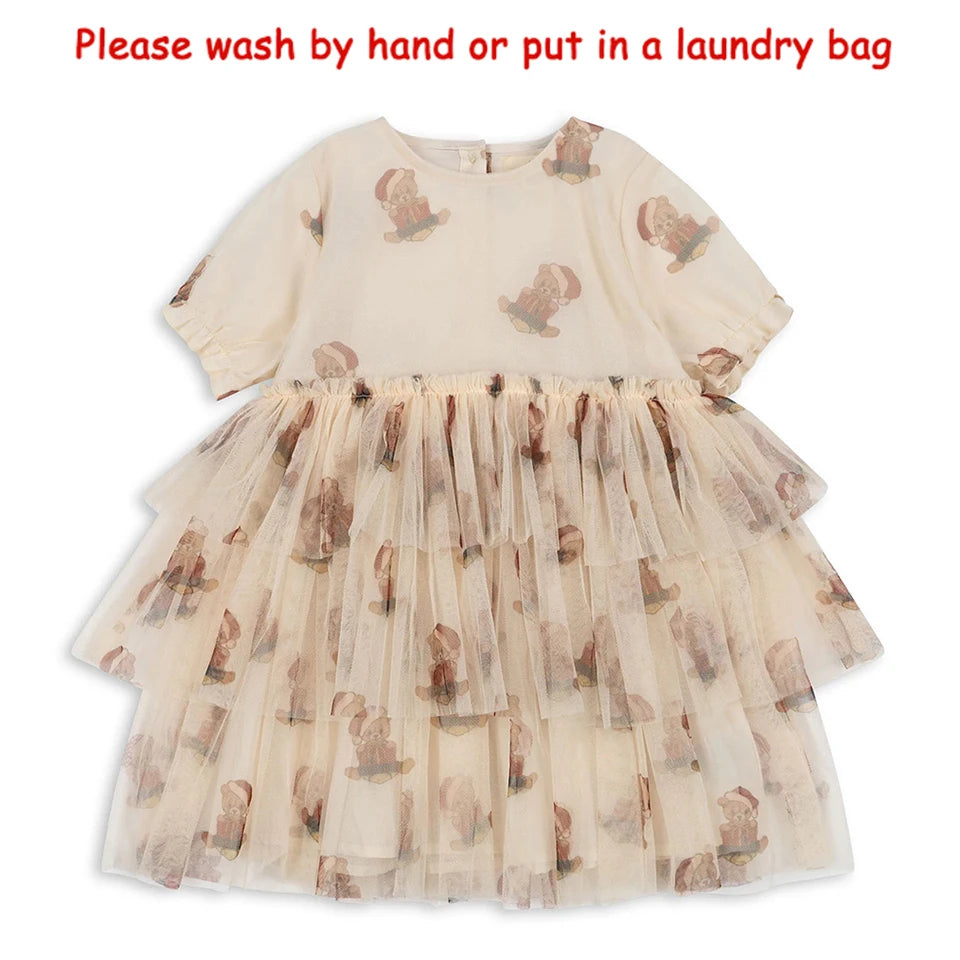 2024 Christmas KS Girls Princess Mesh Dress Kids Pretty Sequin Dresses Baby Cute Skirt Carnival Party Children Voile Dress Gifts
