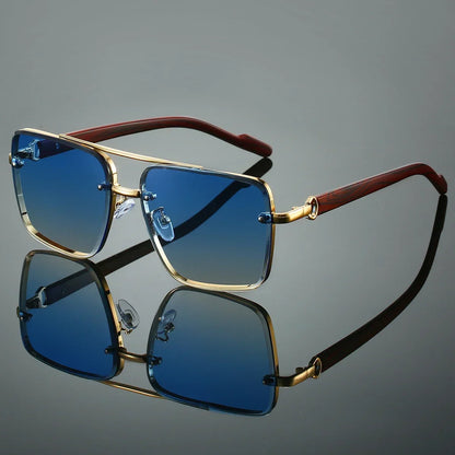 Fashion Retro Square Metal Shades Women's Original Brand Design Driving Sunglasses New Double Bridge Pilot Sun Glasses