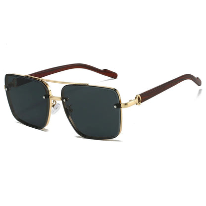 Fashion Retro Square Metal Shades Women's Original Brand Design Driving Sunglasses New Double Bridge Pilot Sun Glasses