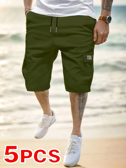5-Pack Men's Work Shorts with Multi-Pocket Design, Durable Fabric, Stylish and Versatile