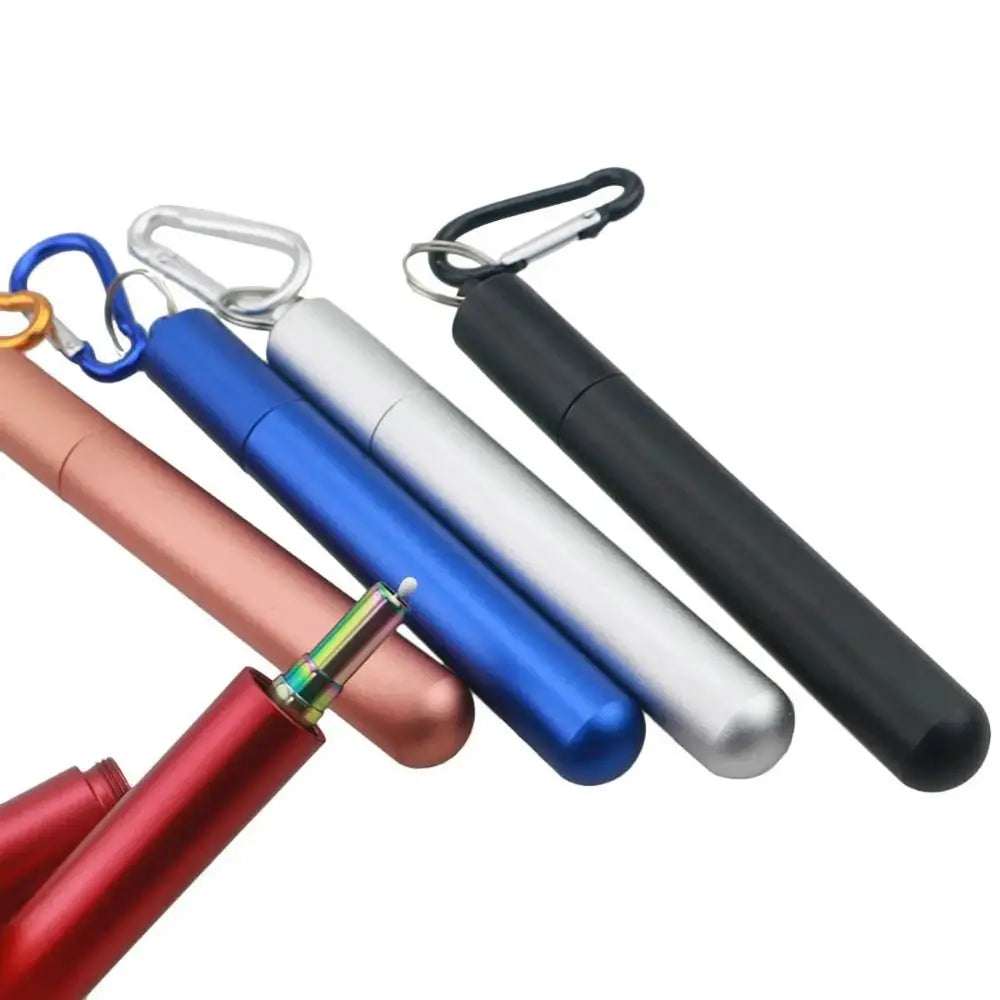 Stainless Steel Reusable Collapsible Straw Foldable Portable Metal Straw with Case with Cleaning Brush Telescopic Straw Travel
