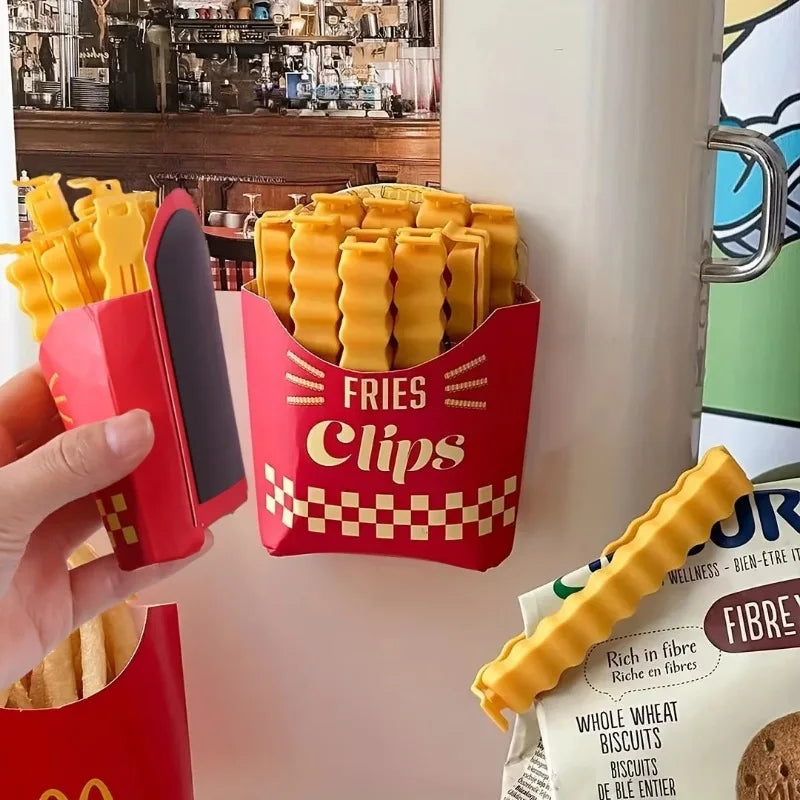 5/12PCS French Fry Shaped Sealing Clip - For Snack Sealing, Food Clips, Plastic Bag Seasoning Sealing StripsWall mounted