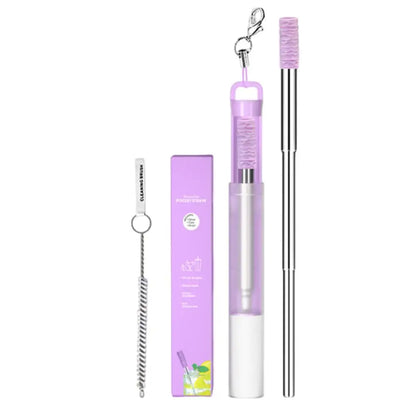 Reusable Straws Metal Collapsible Straws Portable Pocket Drinking Straws With Case And Cleaning Brush For School Travel