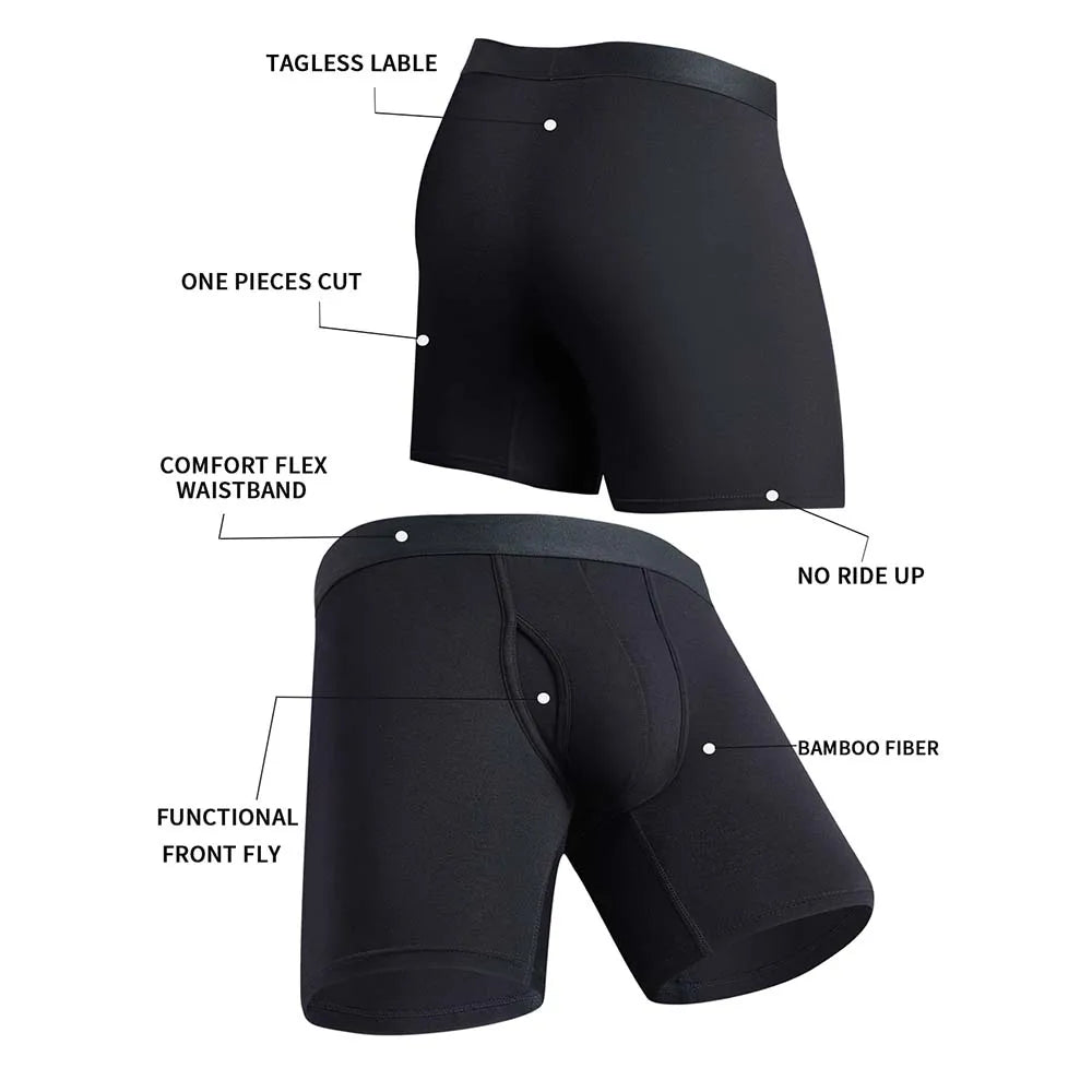 8-Pack Boxers Man Bamboo Fiber Men's panties Sexy Long Boxer Briefs Breathable and Soft Underwear for Men Plus Size S-XXL